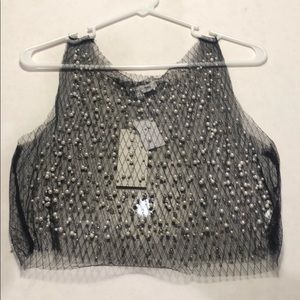 Pearl & Mesh Crop Top